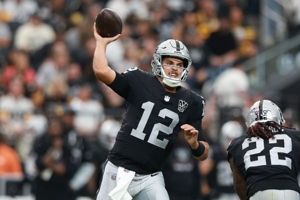 Raiders QB Aidan O'Connell Carted Off With Left Knee Injury
